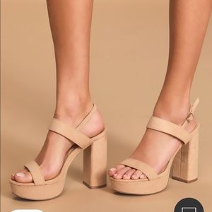Lulus Acee Natural Suede Platform Heels